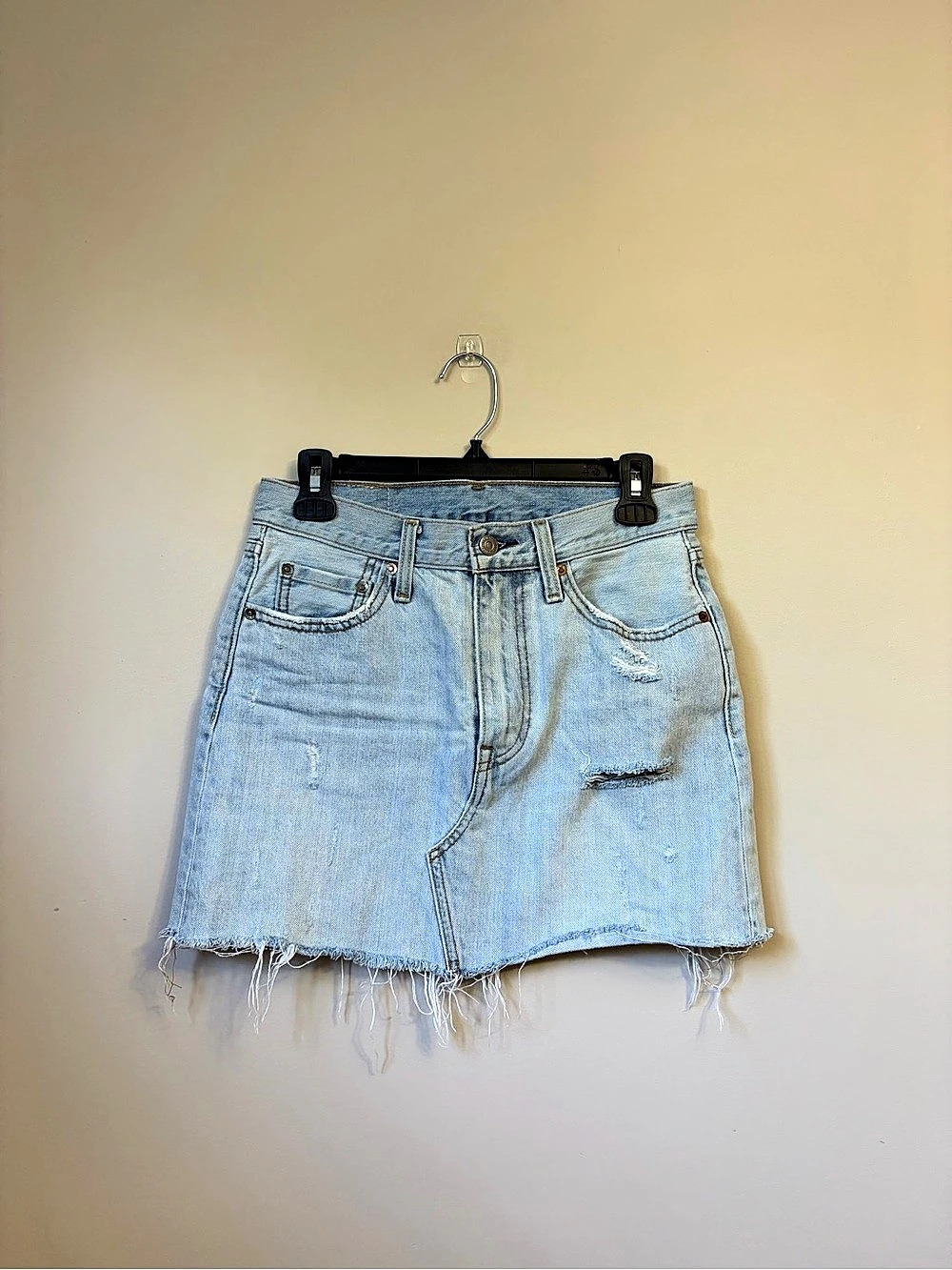 Levi's Deconstructed Skirt Denim Mini Skirt Blue Waist 26